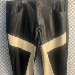 Black and white leather pants